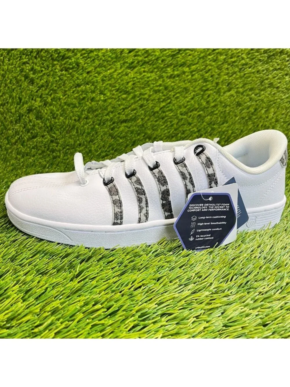 K-Swiss Court Pro II Leopard Womens Size 10 White Black Athletic Shoes Sneakers